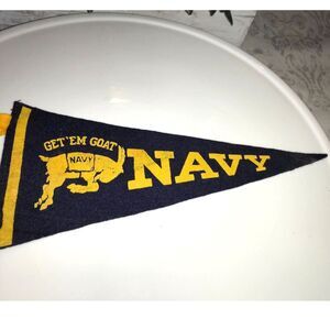 Vintage mini felt Navy Pennant Get 'Em Goat must see